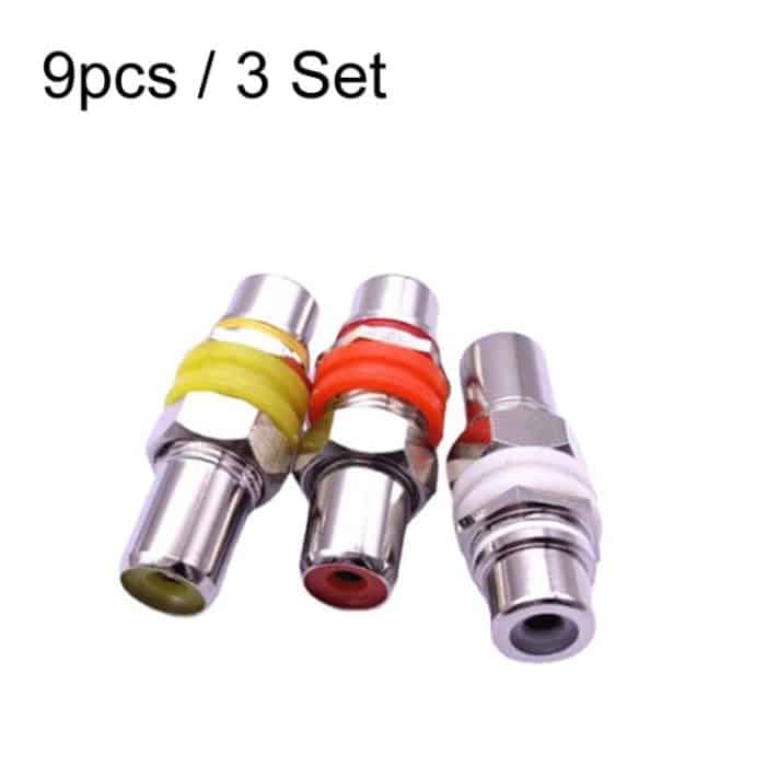 9 PCS / 3-Paare RCA-Buchse für Buchse mit geradem Durchgang AV Lotus Butt Joint Extension Head Audio- und Videoadapter – Bild 1