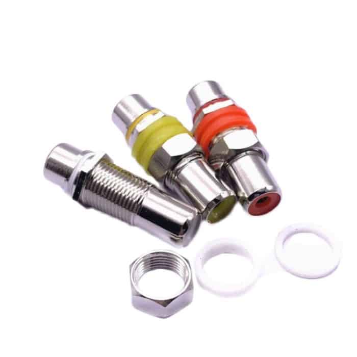 9 PCS / 3-Paare RCA-Buchse für Buchse mit geradem Durchgang AV Lotus Butt Joint Extension Head Audio- und Videoadapter – Bild 3