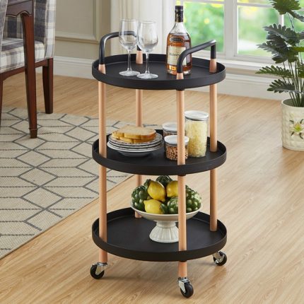 Luxuriöser, beweglicher Servierwagen, einfacher Küchen- und Wohnzimmer-Aufbewahrungsständer für Teeservice, Three Layers, Two Layers