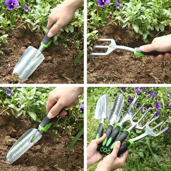Aluminiumlegierungs-Garten-Gemüse-Garten-Werkzeug-Meeres-Werkzeug, Wide Shovel, Scale Shovel, Three-tooth Shovel, Three-tooth Rake, Weed Puller, 4 PCS / Set, 5 PCS / Set – Bild 3