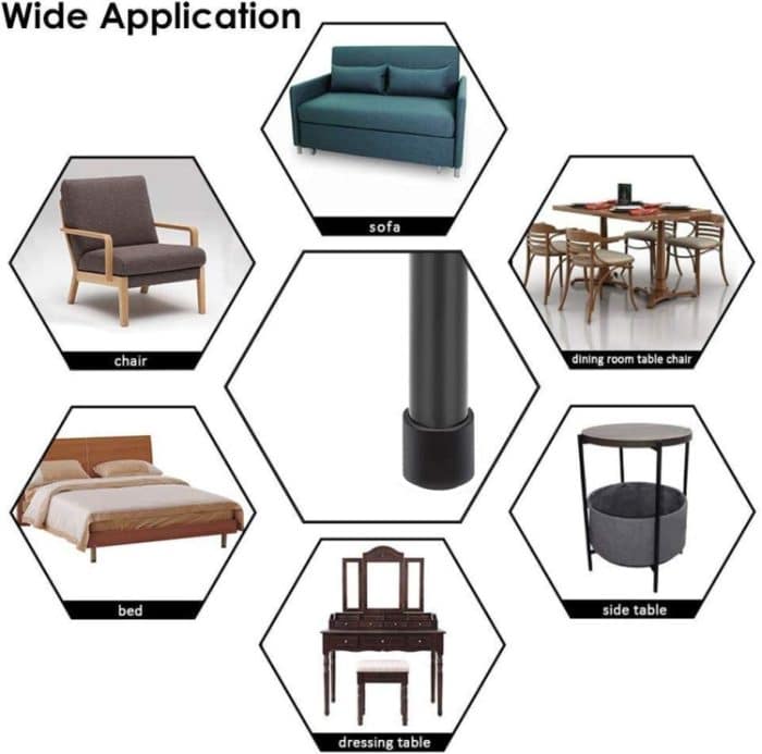 100 Stück Stuhlfüße aus Kunststoff, schwarz, rutschfeste Möbelbeine, Tischsockelkappe, Bodenschutzabdeckung, 16mm, 19mm, 22mm, 25mm – Bild 5