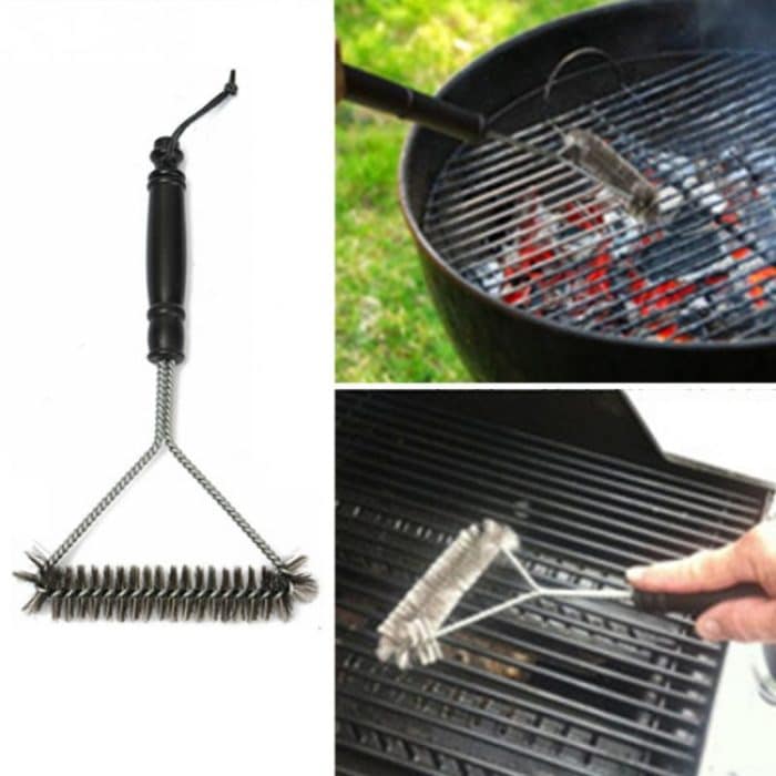 12 Zoll BBQ Brush Edelstahl Drahtborsten Reinigungsbürsten mit Griff – Bild 2