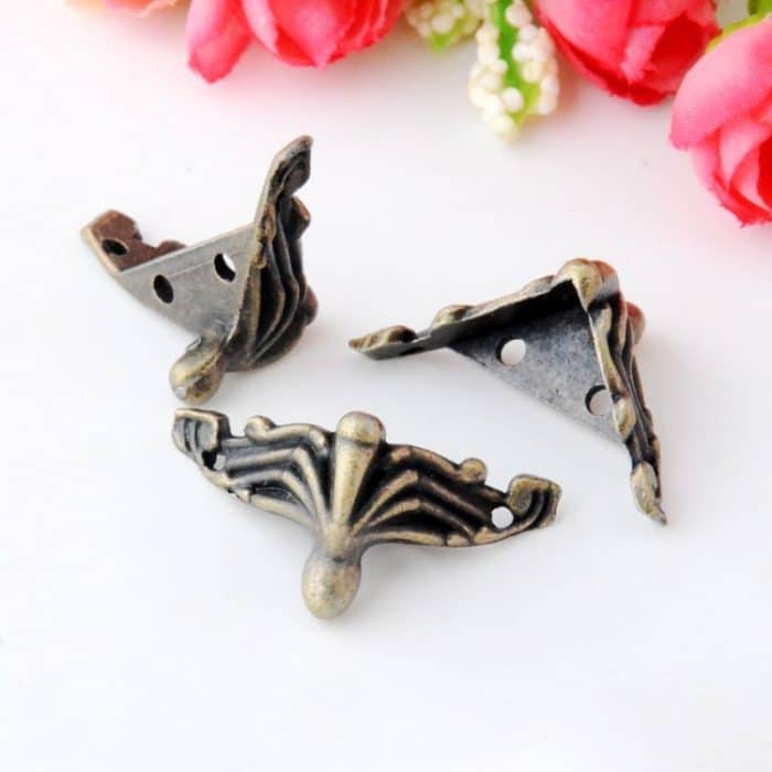 10 PCS Antike Bronze Schmuck Geschenkbox Holzetui Dekorative Füße Bein Eckschutz – Bild 3
