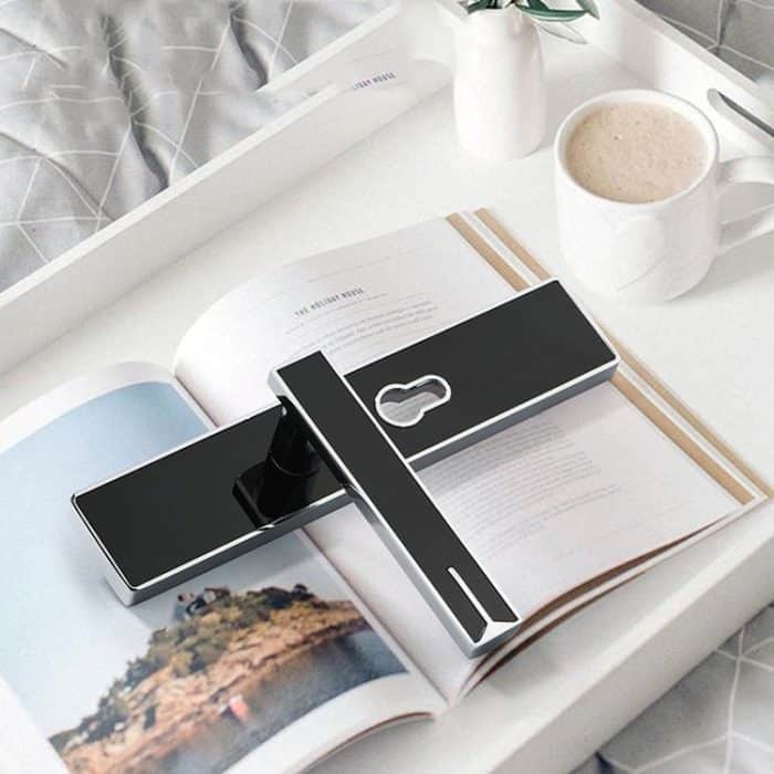 Mute starke magnetische Aluminiumlegierung Innentürschloss Tür Schlafzimmer Hardware Griff Schloss, Black Gold Small 50 Lock Body, Black Gold Large 50 Lock Body, Black Silver Small 50 Lock Body, Black Silver Large 50 Lock Body – Bild 3