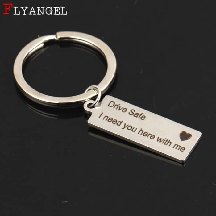 Modischer Schlüsselanhänger mit Gravur „Drive Safe I Need You Here With Me“ Schlüsselanhänger für Paare, Freund, Freundin, Schmuck, Fashion Keyring – Bild 2