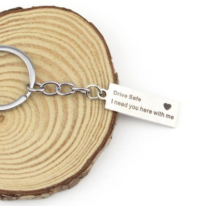 Modischer Schlüsselanhänger mit Gravur „Drive Safe I Need You Here With Me“ Schlüsselanhänger für Paare, Freund, Freundin, Schmuck, Fashion Keyring – Bild 5
