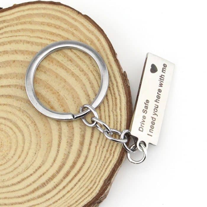 Modischer Schlüsselanhänger mit Gravur „Drive Safe I Need You Here With Me“ Schlüsselanhänger für Paare, Freund, Freundin, Schmuck, Fashion Keyring – Bild 7