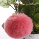 Einfache Schlüsselanhänger Pelzball Pom Pom Schlüsselanhänger Pom Pom Künstliches Kaninchenfell Tier Schlüsselanhänger für Frau Auto Tasche Schlüsselanhänger – Bild 2