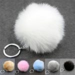 Einfache Schlüsselanhänger Pelzball Pom Pom Schlüsselanhänger Pom Pom Künstliches Kaninchenfell Tier Schlüsselanhänger für Frau Auto Tasche Schlüsselanhänger – Bild 4