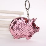 2PCS Nette Chaveiro Schwein Schlüsselbund Glitter Pompom Pailletten Schlüssel Kette Geschenke für Frauen Llaveros Mujer Auto Tasche Zubehör Schlüssel ring, Pig Shape (Pink), Pig Shape(Magenta), Pig Shape(Colorful), Pig Shape(blue) – Bild 2