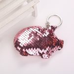 2PCS Nette Chaveiro Schwein Schlüsselbund Glitter Pompom Pailletten Schlüssel Kette Geschenke für Frauen Llaveros Mujer Auto Tasche Zubehör Schlüssel ring, Pig Shape (Pink), Pig Shape(Magenta), Pig Shape(Colorful), Pig Shape(blue) – Bild 3