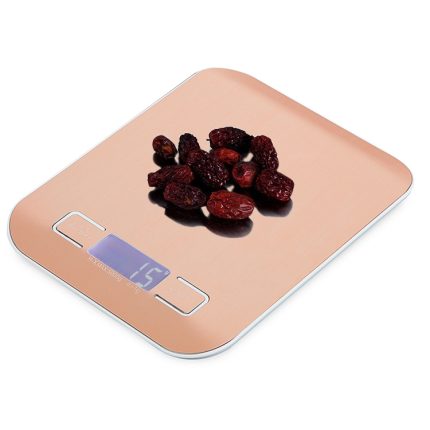 Digitale Multifunktions-Küchenwaage aus Edelstahl mit LCD-Display, 5kg/1g, Rose Gold, 5kg/1g, Silver
