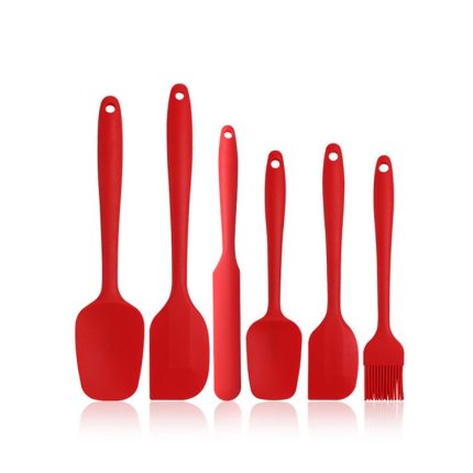 6-in-1 Spatel aus lebensmittelechtem Silikon, Kuchenspatel, Ölpinsel, Rührmesser, Backen, Kochutensilien-Set