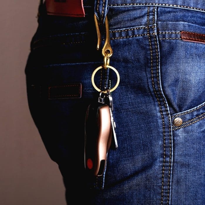 Retro-Schlüsselanhänger aus massivem Messing, Schlüsselanhänger, Gürtel, U-Haken, Geldbörsenkette, Fischhaken, 4.8cm with Copper Rin, 6cm with Copper Rin, 4.8cm without Copper Rin, 6cm without Copper Rin – Bild 6