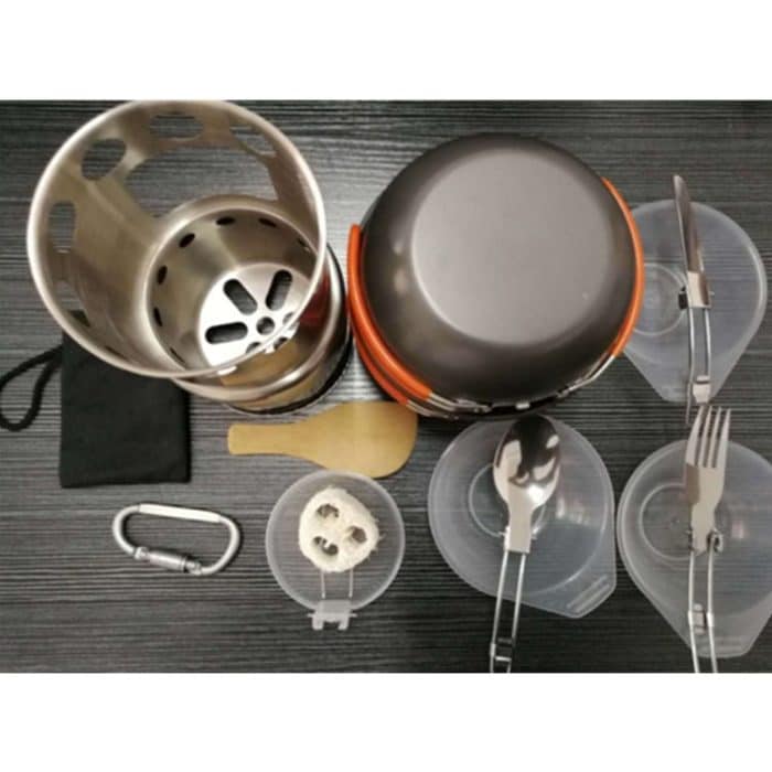 Outdoor-Wander-Camping-Holzofen-Set mit Besteck – Bild 3