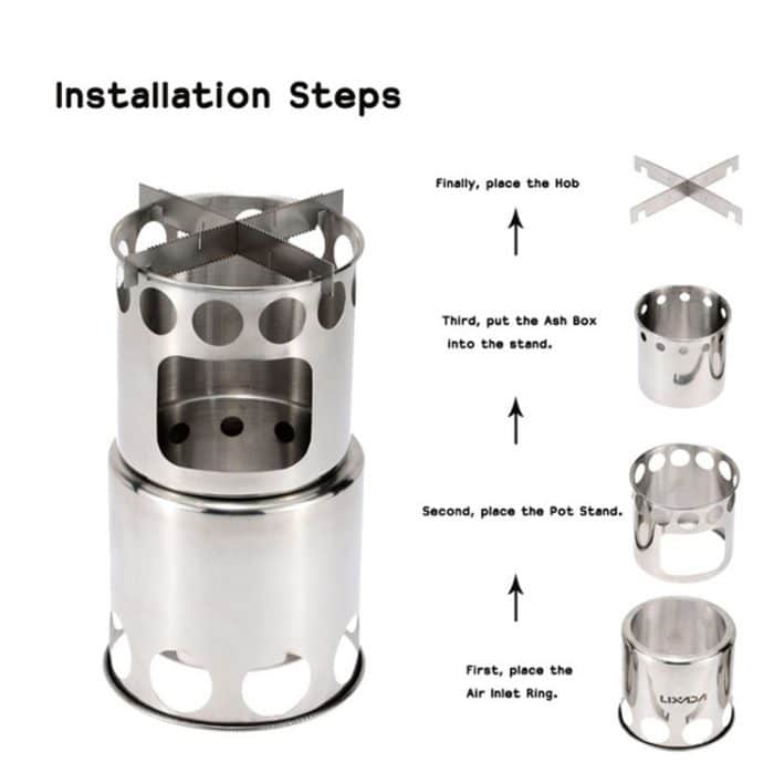 Outdoor-Wander-Camping-Holzofen-Set mit Besteck – Bild 7