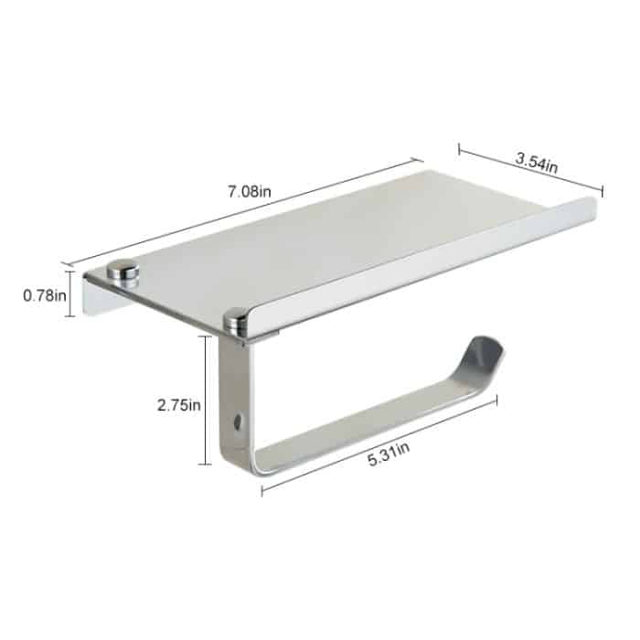 Hochglanz-Toilettenpapierhalter aus Edelstahl Papierrollenhalter mit Handy-Aufbewahrungsregal – Bild 3