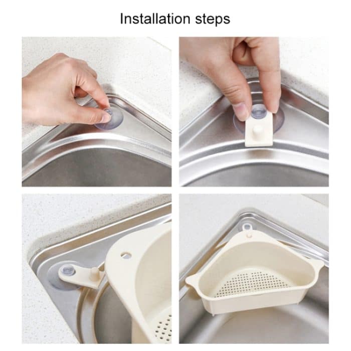 2 PCS Küche Gemüse Rack Haushalt Waschbecken Abfluss Rack Dreieck Lagerung Aufhänger Kostenloser Punch Tablett Hängenden Korb – Bild 5