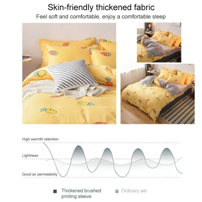 Einfaches Baumwollschleifbett, vierteiliger Bettbezug, Kissenbezug, 150x200cm, 180x220cm, 200x230cm – Bild 3