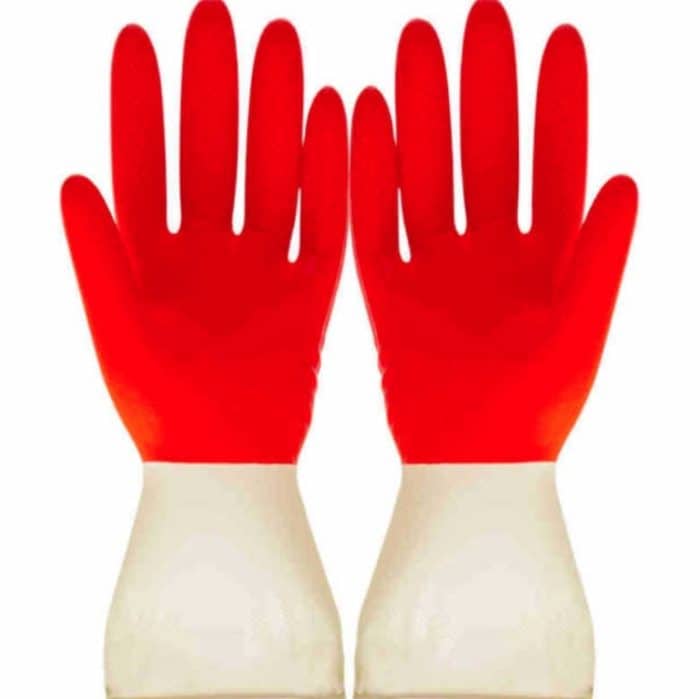 10 PCS Haushalt zweifarbige Waschhandschuhe Hausarbeit Reinigung Wäsche Geschirrspülen Latexhandschuhe, S, M, L, XL – Bild 2