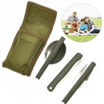 Tragbares Mini-Geschirr-Set, Outdoor-Werkzeug, faltbares Besteck-Set mit Löffel, Gabel, Messern für Camping, Picknick, Edelstahl – Bild 2
