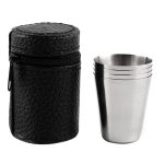 4 in 1 Outdoor Mini Edelstahl Tasse Wandern Camping Reise Tragbare Trinkwasser Tasse Set Leder Tasse, 30ML – Bild 2