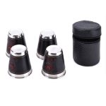 4 in 1 70 ml Outdoor Camping Geschirr Reise Tassen Set Picknick Liefert Edelstahl Wein Bier Tasse Whisky Tassen PU Leder
