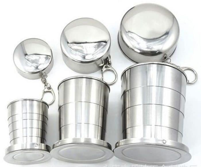 Edelstahl Camping Faltbecher Reisen Outdoor Camping Wandern Becher Tragbare faltbare Tasse, S 60ML, M 150ML, L 250ML – Bild 5