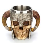Edelstahl-Totenkopf-Tasse, Widder, gehörnter Krieger, Bier, Kaffeetasse, Teetasse, Halloween, Bar, Trinkgeschirr, Geschenk, 501-600ml – Bild 2