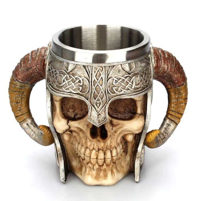 Edelstahl-Totenkopf-Tasse, Widder, gehörnter Krieger, Bier, Kaffeetasse, Teetasse, Halloween, Bar, Trinkgeschirr, Geschenk, 501-600ml – Bild 2
