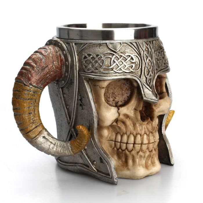 Edelstahl-Totenkopf-Tasse, Widder, gehörnter Krieger, Bier, Kaffeetasse, Teetasse, Halloween, Bar, Trinkgeschirr, Geschenk, 501-600ml – Bild 3