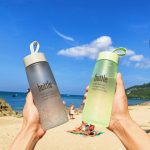 Wasserflasche aus Kunststoff, Sport-Peeling, auslaufsichere Trinkflasche, tragbar, modisches Trinkgeschirr, Tour-Flaschen für Liebhaber, Fassungsvermögen: 520 ml – Bild 7