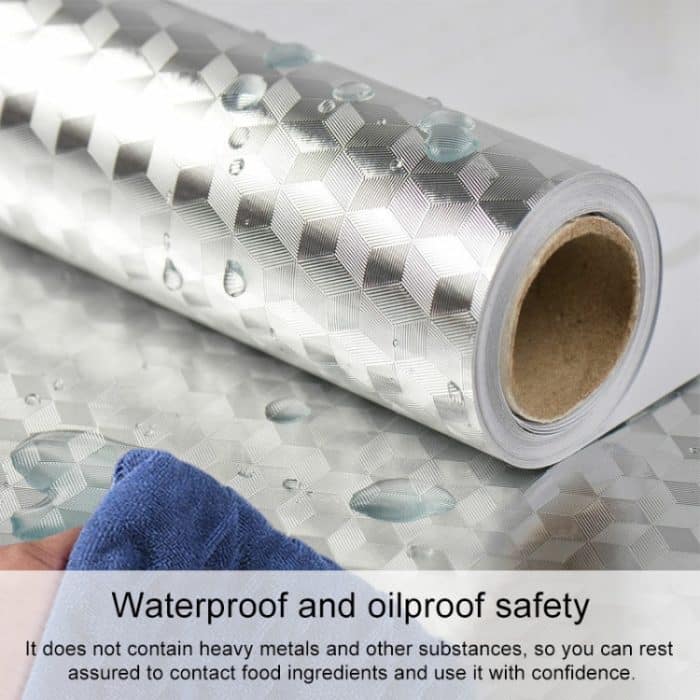 Küchen-Wandherd, Aluminiumfolie, ölbeständige Aufkleber, Antifouling, selbstklebende Hochtemperatur-Tapeten-Wandaufkleber, 40cmx5m, 40cmx5m Croppable Wallpaper, 60cmx5m, 60cmx5m Croppable Wallpaper – Bild 5