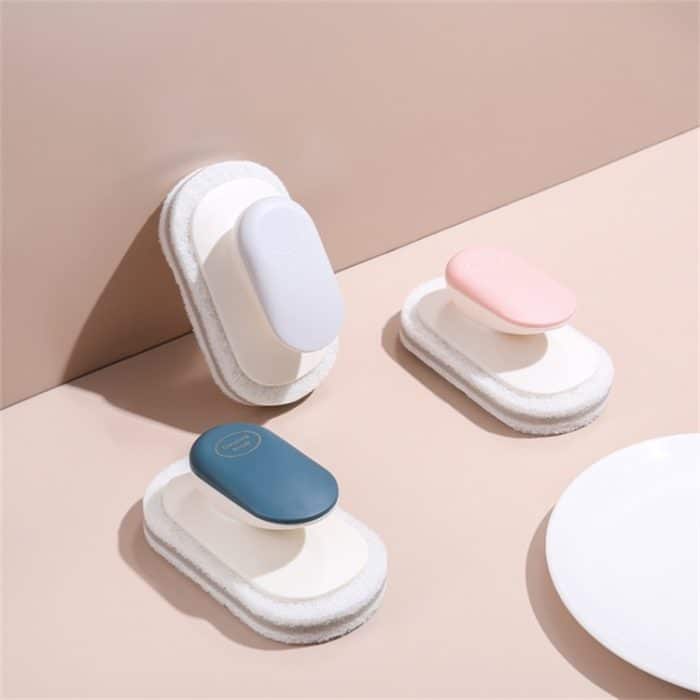 10 Stück Schwammbürste zum Reinigen der Arbeitsplatte, multifunktionale Küche, Badezimmer, Scheuerschwamm, Geschirrspülen, Topfbürste mit Griff – Bild 5