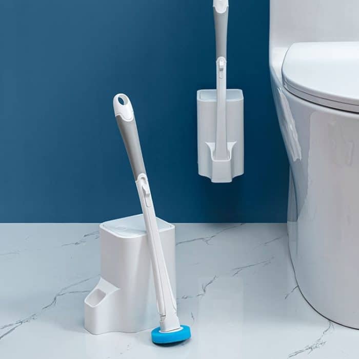 Einweg-Toilettenbürste, langer Griff, Reinigungsbürste mit Sockel, hängendes Toilettenbürstenset, Disposable Toilet Brush – Bild 2