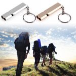 Mini Tragbare 120 db Doppel Rohr Hohe Dezibel Outdoor Camping Wandern Überleben Pfeife Doppel-frequenz Notfall Pfeife Schlüsselanhänger, 3 PCS Silver, 3 PCS Gold – Bild 4