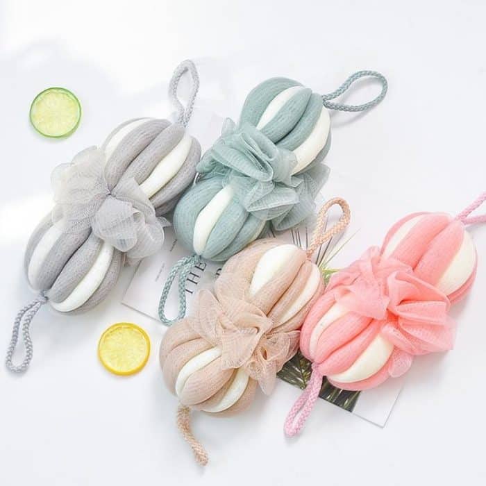 Badekugel zum Reiben des Badetuchs mit langem Schaumnetz, Badebürste – Bild 6