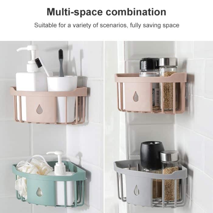 5 Stück Wandregale für Küche, Waschbecken, Toilette, Badezimmer, Waschtisch, dreieckiges Kunststoff-Aufbewahrungsregal – Bild 2