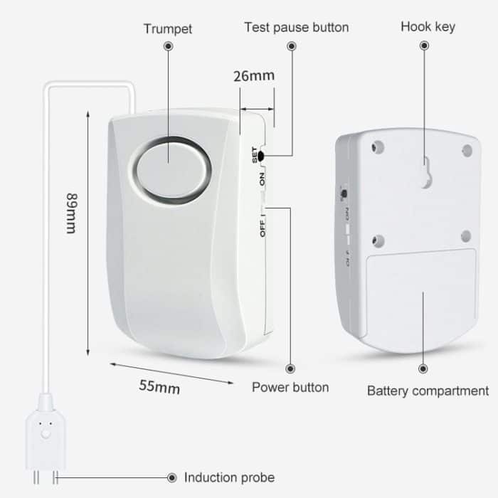130dB Wasserleckalarmdetektor Sensorerkennung Hochwasseralarmüberlauf Home Security Alarmsystem – Bild 3