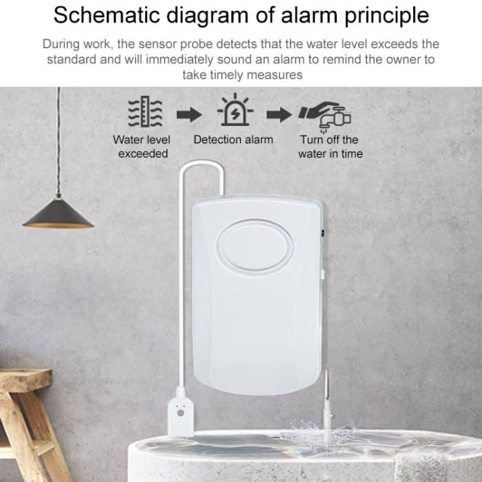 130dB Wasserleckalarmdetektor Sensorerkennung Hochwasseralarmüberlauf Home Security Alarmsystem – Bild 5
