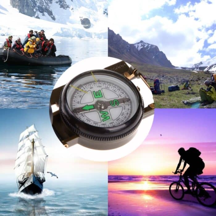 Tragbares klappbares Army Green Lens Compass Multifunktions-Mini-Camping-Kletterwerkzeug für den Außenbereich – Bild 3