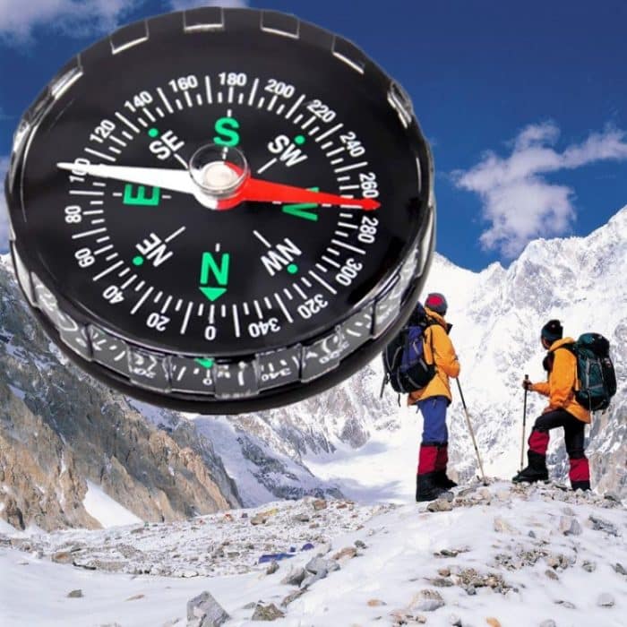 10 Stück tragbarer Mini-Präzisionskompass, praktischer Leitfaden für Camping, Wandern, Navigation im Norden, Survival-Knopf-Design-Kompass, 45mm – Bild 7