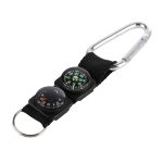 3 in 1 Camping Klettern Wandern Mini Carabiner mit Schlüsselbund Kompass Thermometer Kleiderbügel Schlüsselring Schwarz – Bild 2