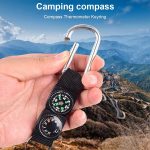 3 in 1 Camping Klettern Wandern Mini Carabiner mit Schlüsselbund Kompass Thermometer Kleiderbügel Schlüsselring Schwarz – Bild 6