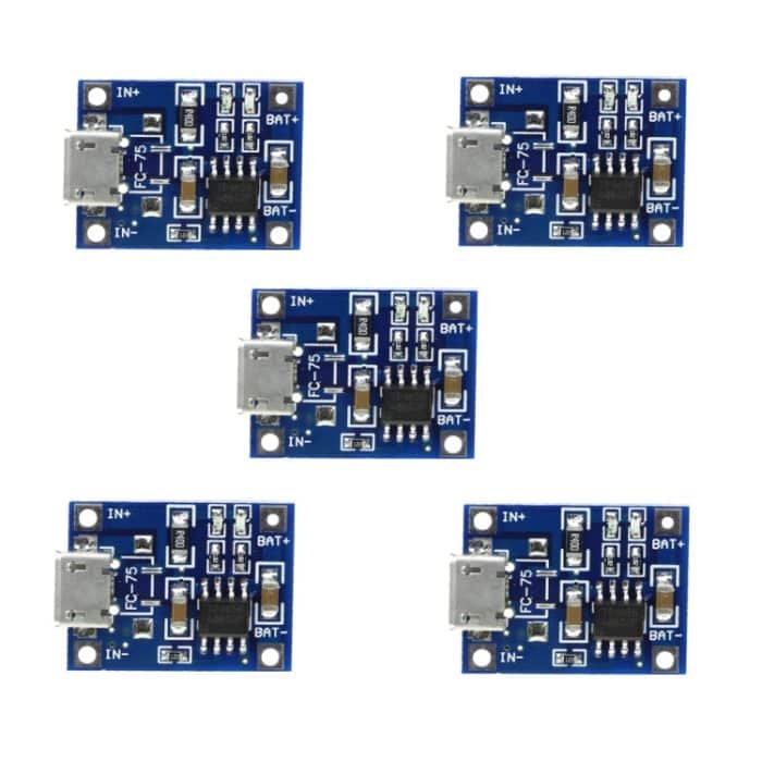 5 PCS TP4056 Ladeplatinenmodul Micro-USB-Schnittstellenmikrofon USB für 1A-Lithiumbatterie – Bild 1