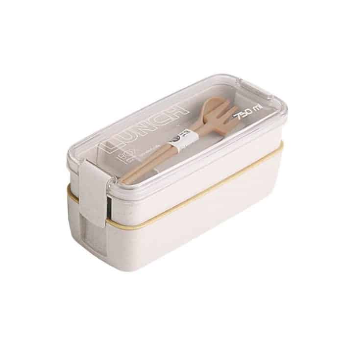 750 ml gesundes Material Weizenstroh 2-lagige Lunchbox Geschirr Lebensmittelaufbewahrung Bento-Behälter Mikrowellen-Lunchbox – Bild 2