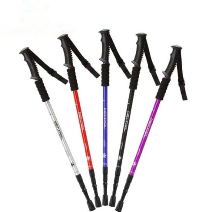 NECASIL Dreiteiliger Trekking-Trekkingstock mit geradem Griff aus Aluminiumlegierung, Three-section (Black), Three-section (Red), Three-section (Blue), Three-section (Silver), Three-section (Purple), Three-section (Gold) – Bild 2