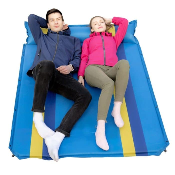 Farblich passendes automatisches aufblasbares Outdoor-Sport-Doppel-Camping-Luftkissen, 190x130x3.5cm Green, 190x130x3.5cm Blue, 190x130x3.5cm Orange – Bild 3