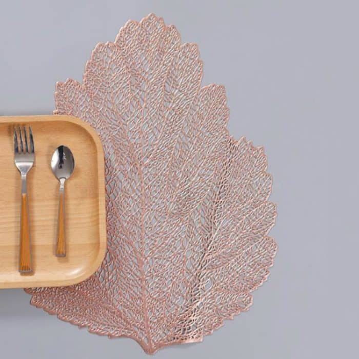 2 Stück Blatt-PVC-hitzebeständiges Tischset für Getränke, Glasuntersetzer, Größe: 37 x 47 cm – Bild 5