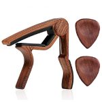 2-in-1-Kapodaster für Volksmusikgitarre aus massivem Holz + Plektrum-Set, Folk Music Guitar Capo – Bild 2